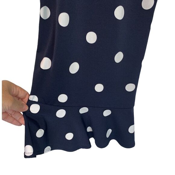 SUSAN Graver Navy Polka Dot Ruffled Petite Pants - Picture 3 of 8